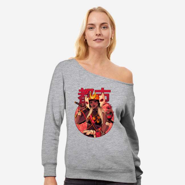 Usagi Urban Samurai-Womens-Off Shoulder-Sweatshirt-Bruno Mota