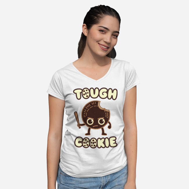 Tough Cookie-Womens-V-Neck-Tee-Weird & Punderful