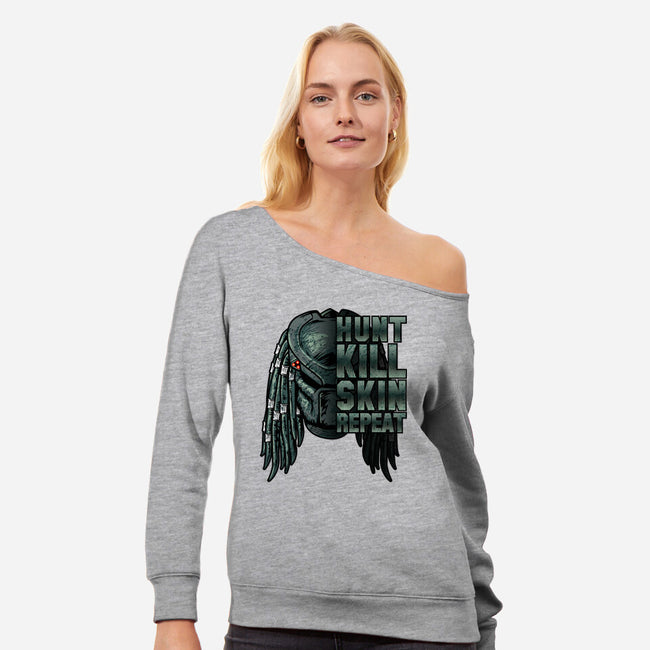 Yautja's Motto-Womens-Off Shoulder-Sweatshirt-nadzeenadz