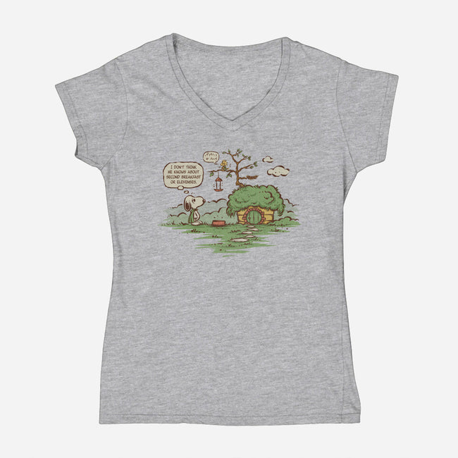 Second Breakfast And Elevenses-Womens-V-Neck-Tee-kg07