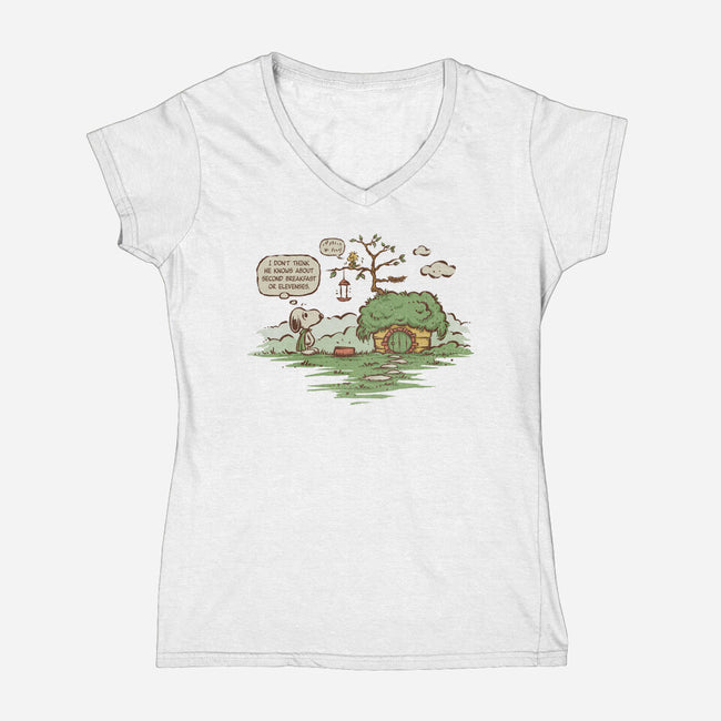 Second Breakfast And Elevenses-Womens-V-Neck-Tee-kg07