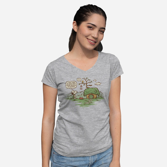 Second Breakfast And Elevenses-Womens-V-Neck-Tee-kg07