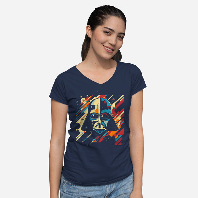 Vader Dark Helmet-Womens-V-Neck-Tee-kharmazero
