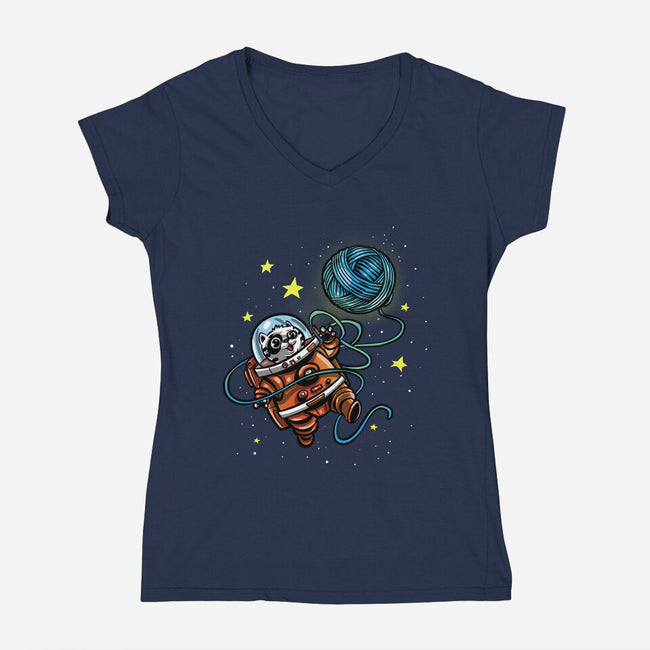 AstroCat-Womens-V-Neck-Tee-zascanauta