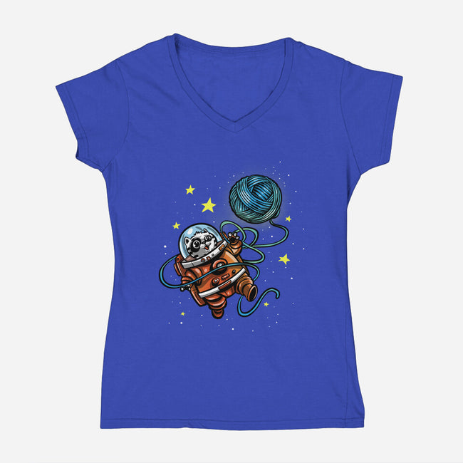 AstroCat-Womens-V-Neck-Tee-zascanauta