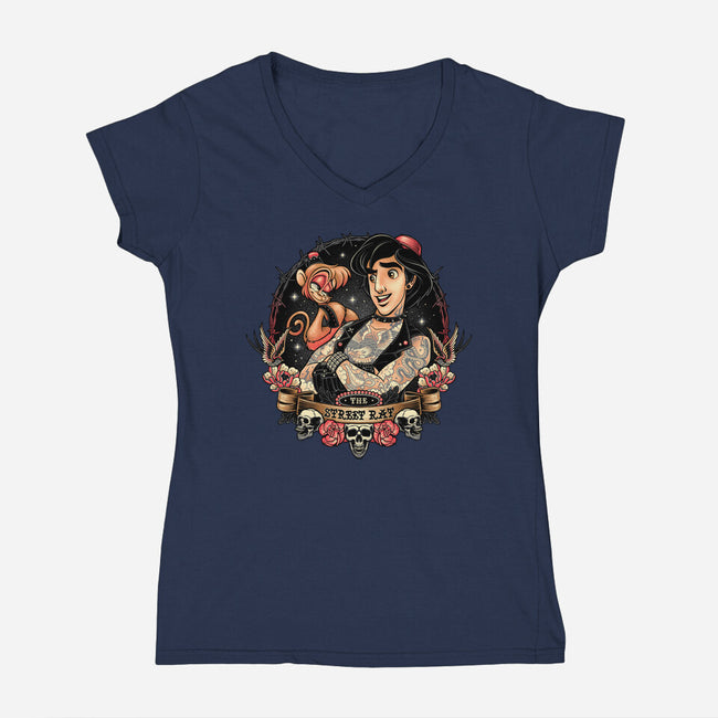 The Street Rat-Womens-V-Neck-Tee-momma_gorilla