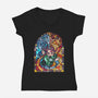 Tanjiro Stained Glass-Womens-V-Neck-Tee-line13design