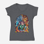 Tanjiro Stained Glass-Womens-V-Neck-Tee-line13design