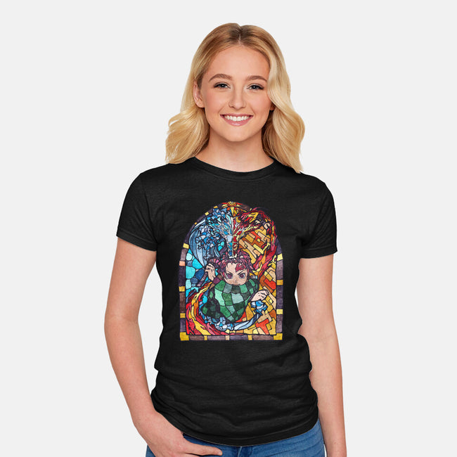 Tanjiro Stained Glass-Womens-Fitted-Tee-line13design