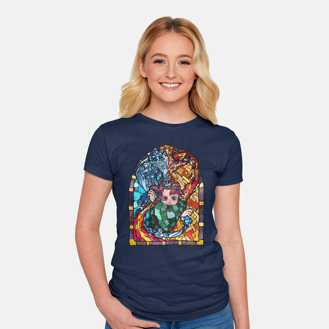 Tanjiro Stained Glass-Womens-Fitted-Tee-line13design