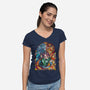 Tanjiro Stained Glass-Womens-V-Neck-Tee-line13design