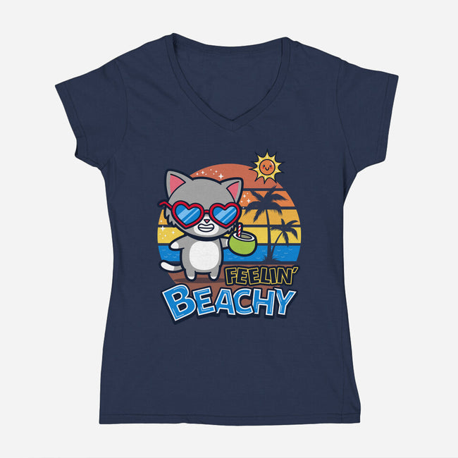 Feelin' Beachy-Womens-V-Neck-Tee-Boggs Nicolas