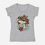 Pirate Shark Tattoo-Womens-V-Neck-Tee-NemiMakeit
