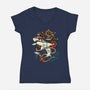 Pirate Shark Tattoo-Womens-V-Neck-Tee-NemiMakeit