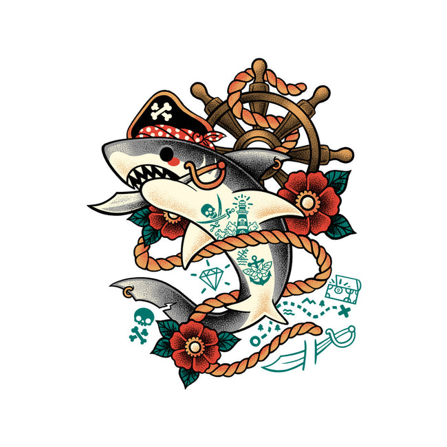 Pirate Shark Tattoo-None-Beach-Towel-NemiMakeit