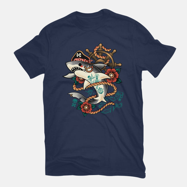 Pirate Shark Tattoo-Womens-Fitted-Tee-NemiMakeit