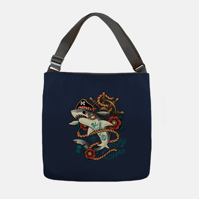 Pirate Shark Tattoo-None-Adjustable Tote-Bag-NemiMakeit