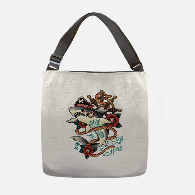 Pirate Shark Tattoo-None-Adjustable Tote-Bag-NemiMakeit