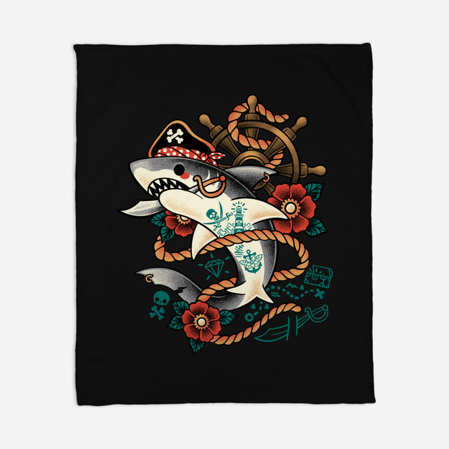 Pirate Shark Tattoo-None-Fleece-Blanket-NemiMakeit