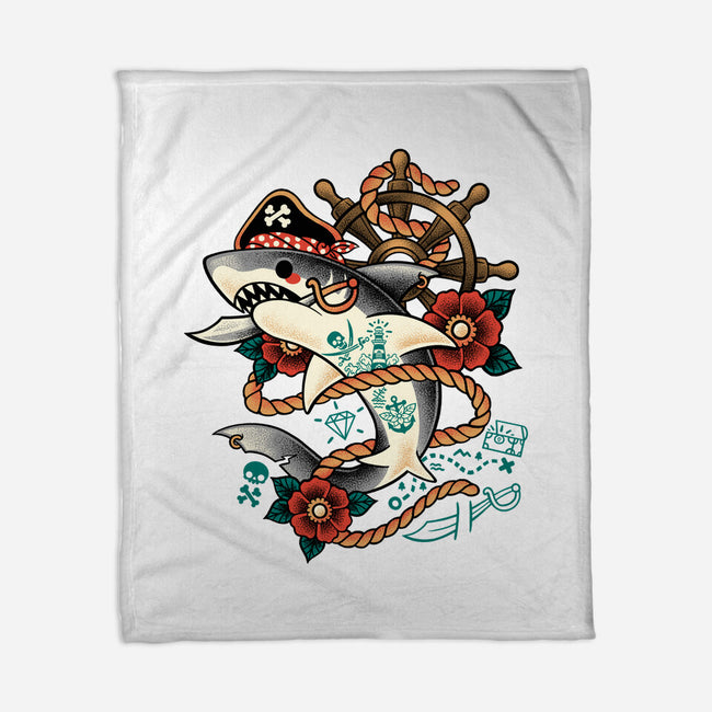 Pirate Shark Tattoo-None-Fleece-Blanket-NemiMakeit