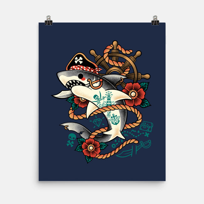 Pirate Shark Tattoo-None-Matte-Poster-NemiMakeit
