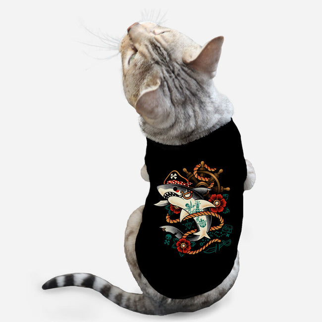 Pirate Shark Tattoo-Cat-Basic-Pet Tank-NemiMakeit