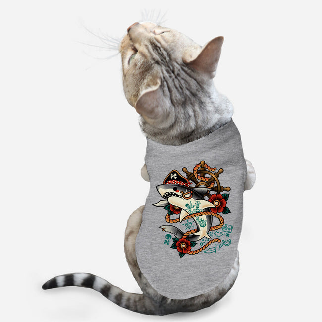 Pirate Shark Tattoo-Cat-Basic-Pet Tank-NemiMakeit