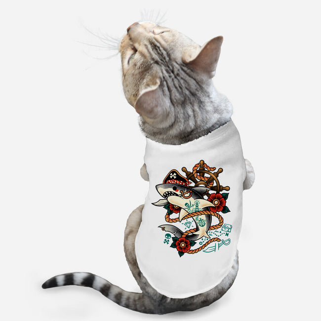 Pirate Shark Tattoo-Cat-Basic-Pet Tank-NemiMakeit