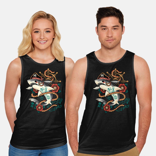 Pirate Shark Tattoo-Unisex-Basic-Tank-NemiMakeit