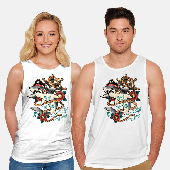 Pirate Shark Tattoo-Unisex-Basic-Tank-NemiMakeit