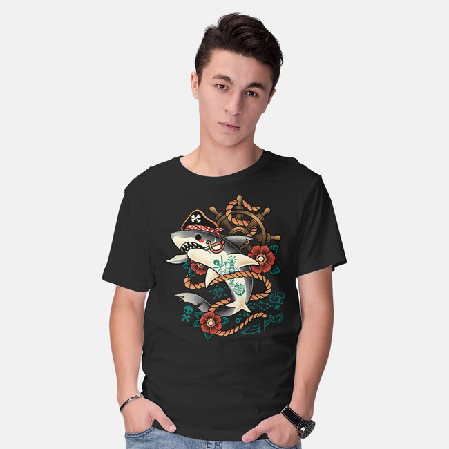 Pirate Shark Tattoo-Mens-Basic-Tee-NemiMakeit