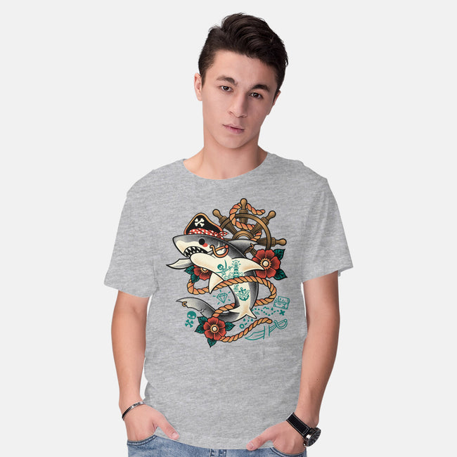 Pirate Shark Tattoo-Mens-Basic-Tee-NemiMakeit