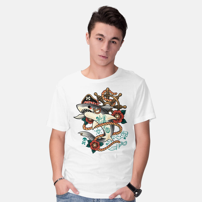 Pirate Shark Tattoo-Mens-Basic-Tee-NemiMakeit