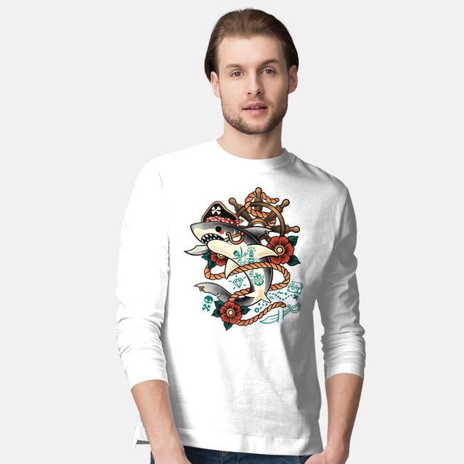Pirate Shark Tattoo-Mens-Long Sleeved-Tee-NemiMakeit