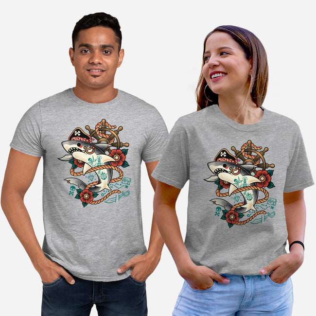 Pirate Shark Tattoo-Unisex-Basic-Tee-NemiMakeit