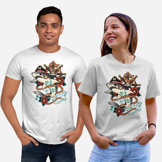 Pirate Shark Tattoo-Unisex-Basic-Tee-NemiMakeit