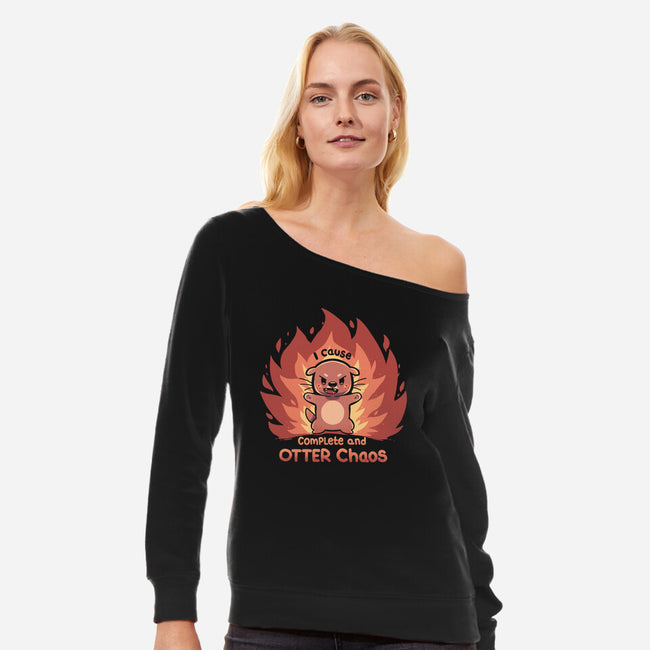 Otter Chaos-Womens-Off Shoulder-Sweatshirt-TechraNova