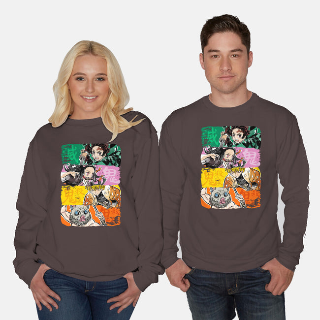 Demon Brushstrokes-Unisex-Crew Neck-Sweatshirt-DrMonekers