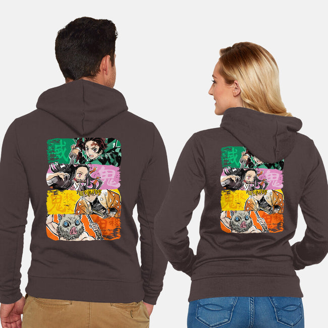 Demon Brushstrokes-Unisex-Zip-Up-Sweatshirt-DrMonekers