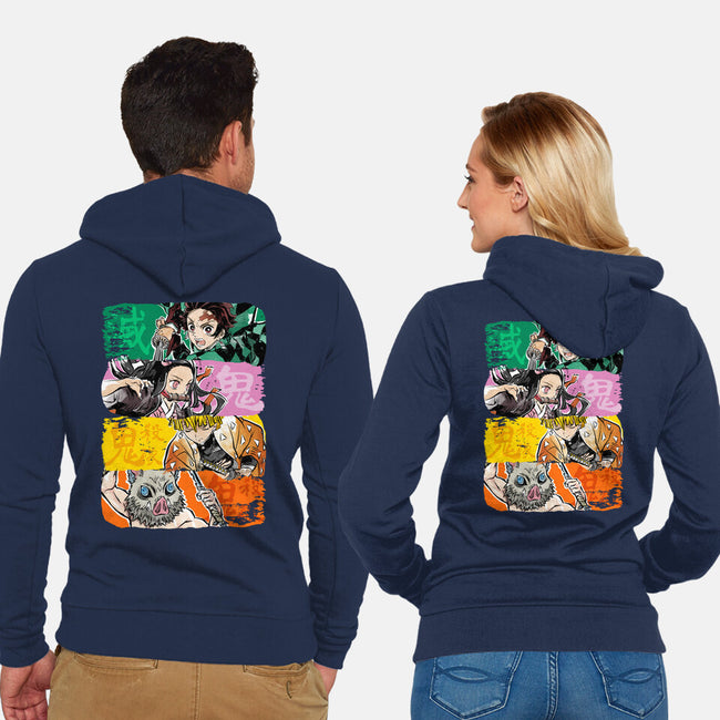 Demon Brushstrokes-Unisex-Zip-Up-Sweatshirt-DrMonekers