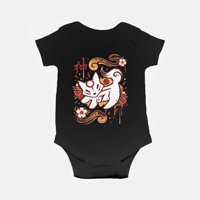 Floral Wolf Spirit-Baby-Basic-Onesie-Snouleaf