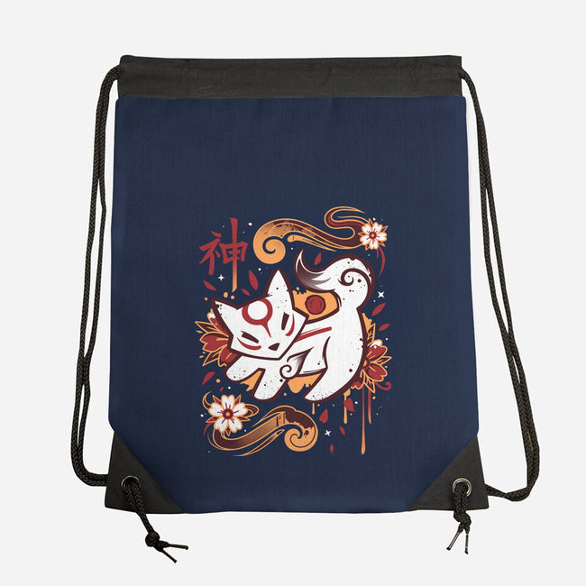 Floral Wolf Spirit-None-Drawstring-Bag-Snouleaf