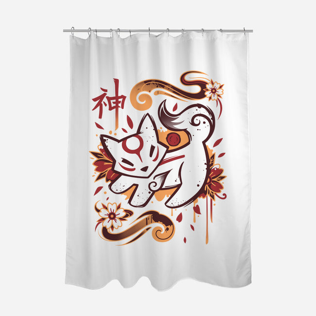 Floral Wolf Spirit-None-Polyester-Shower Curtain-Snouleaf