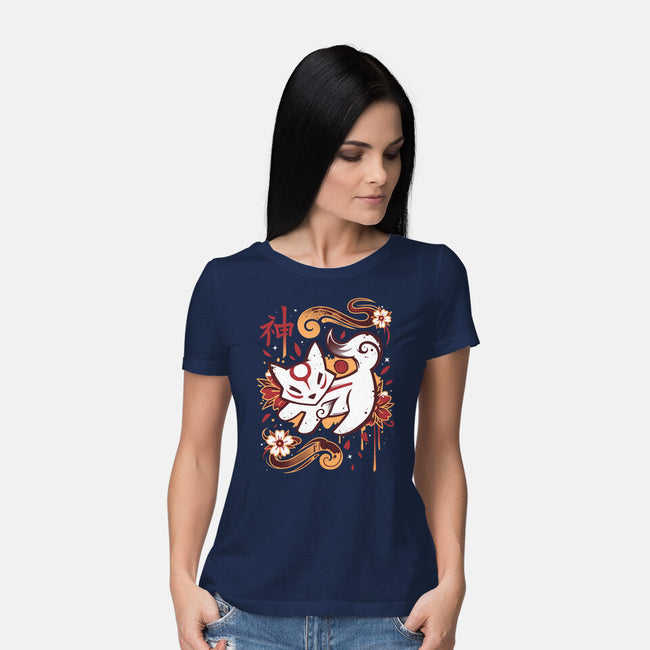 Floral Wolf Spirit-Womens-Basic-Tee-Snouleaf