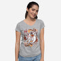 Floral Wolf Spirit-Womens-V-Neck-Tee-Snouleaf