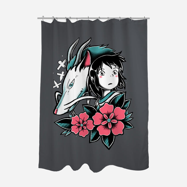 The Girl And The Dragon-None-Polyester-Shower Curtain-estudiofitas