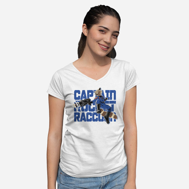 Captain Rocket-Womens-V-Neck-Tee-naomori