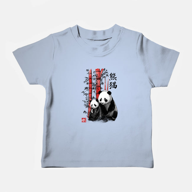 Panda And Cub Sumi-e-Baby-Basic-Tee-DrMonekers