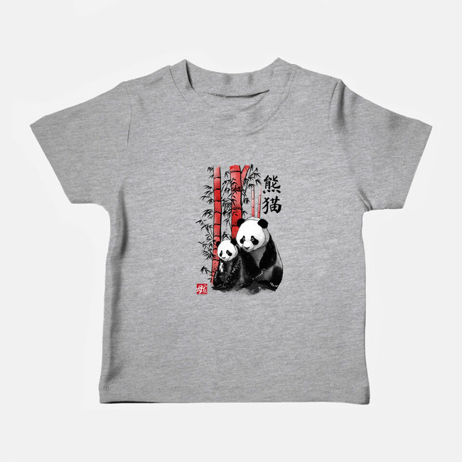 Panda And Cub Sumi-e-Baby-Basic-Tee-DrMonekers