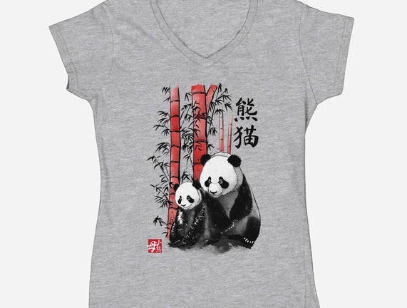 Panda And Cub Sumi-e
